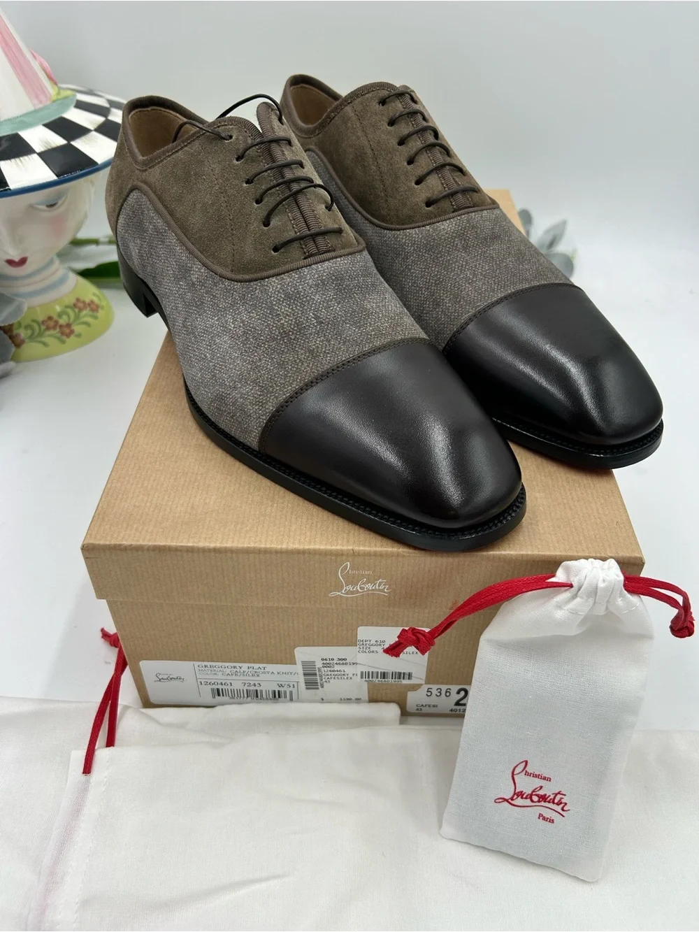 Men's Christian Louboutin Gregory velvet Twill and Leather Oxford's size 43